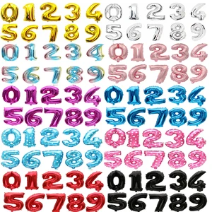 Фольгированные шары в виде цифр, 16, 32 дюйма, розовое золото, серебро, голубой цвет, цифровые шарики, украшение для дня рождения, товары для будущей мамы