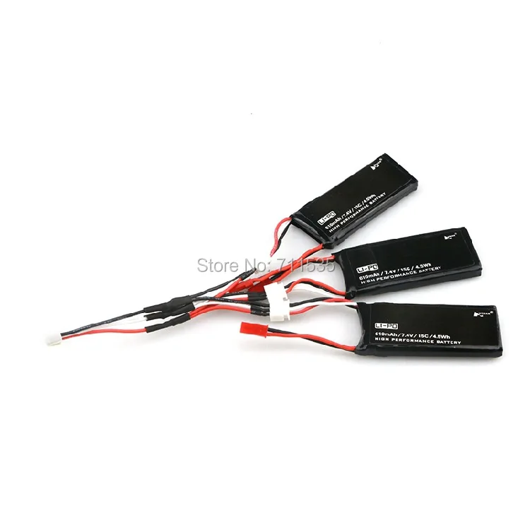 Hubsan 7 4 в 610 мАч 15C литий-полимерный аккумулятор + кабель 3 1 Запасные Части Линии