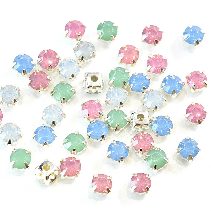 

6mm High Quality Resin Crystal Sew On Rhinestones Sliver Base With Hole Diy Accessories Wholesale 300pcs/lot