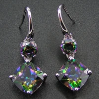 100 925 sterling silver earring with rainbow mystic topaz drop earrings women jewelry earrings with cz stone earrings for women