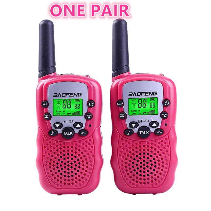 2 шт. детская мини Детская UHF рация BF-T3 Baofeng FRS двухстороннее радио Comunicador T3 Удобная рация КВ трансивер - Цвет: PINK