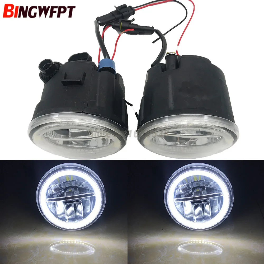 

2x Angel Eyes автомобильный Стайлинг круглый светодиодный противотуманный светильник для Nissan Tiida хэтчбек C11X 2007-2012 для Nissan Cube Z12 хэтчбек 2010-2014