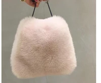 1 piece soft faux fur plush crossbody shoulder bag lady handbag bucket satchel purse
