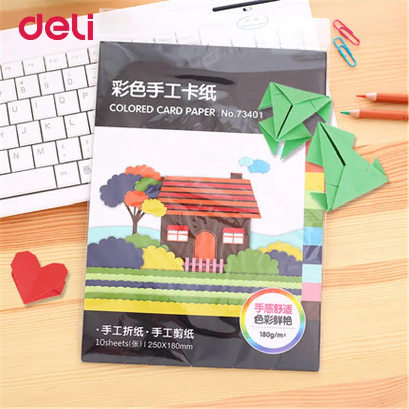 Deli бумага для скрапбукинга, детская цветная бумага ручной работы, 10 листов/Лот, мягкая бумага для поделок, корабль оригами, школьные канцелярские принадлежности
