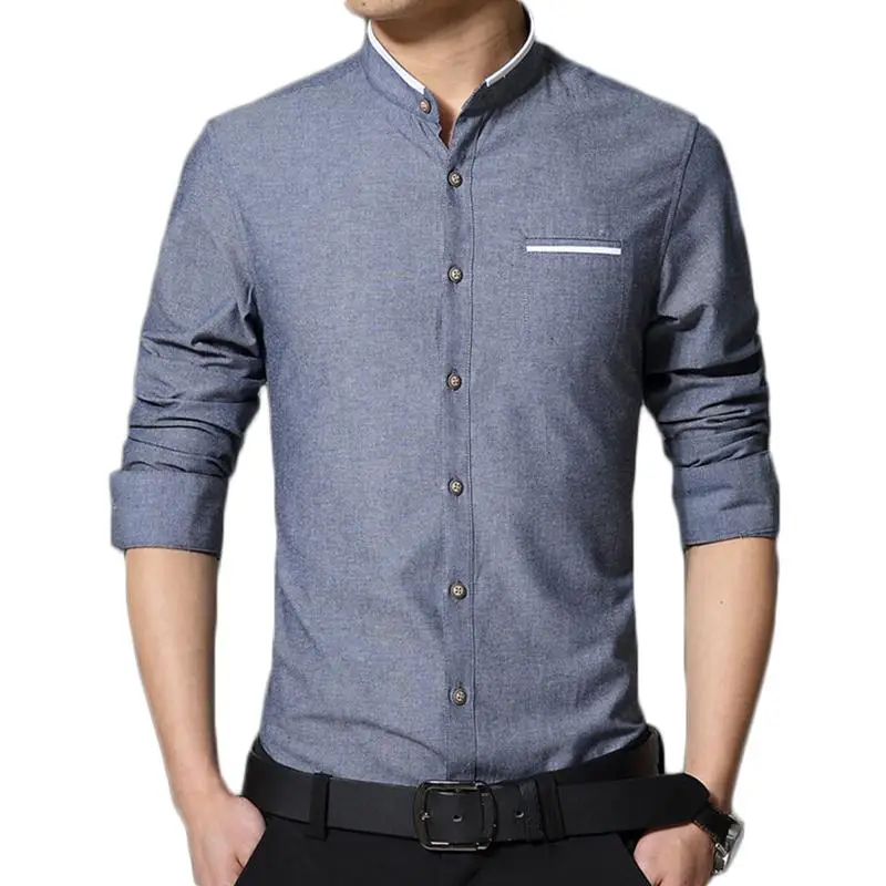 Men's long sleeve collarless shirts Clearance