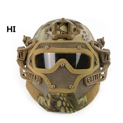 HI Охотничья тактическая система G4 шлем ABS полная маска для лица с Goggle военный страйкбол Пейнтбол армейский Быстрый Шлем передач аксессуары - Цвет: HI