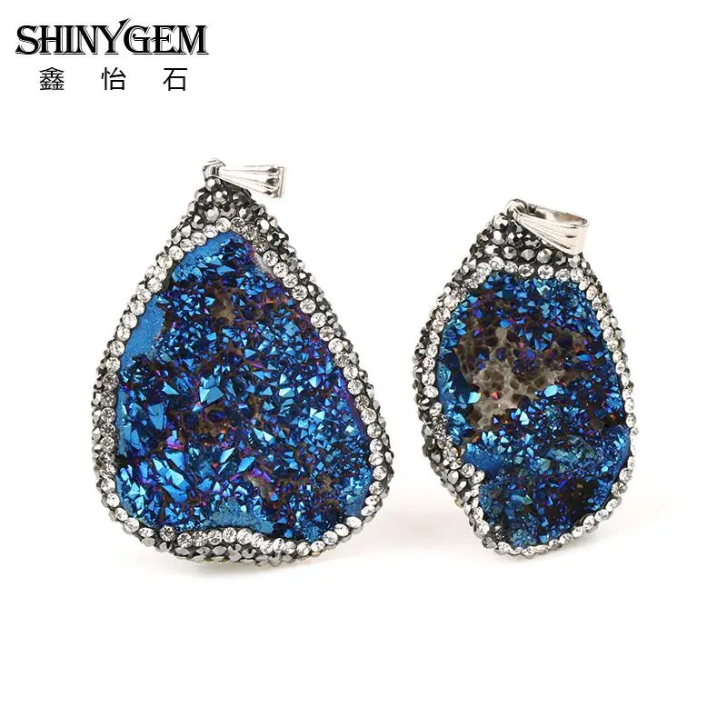 Необычная Прочная подвеска Geode Druzy из необработанного камня для женщин ювелирное