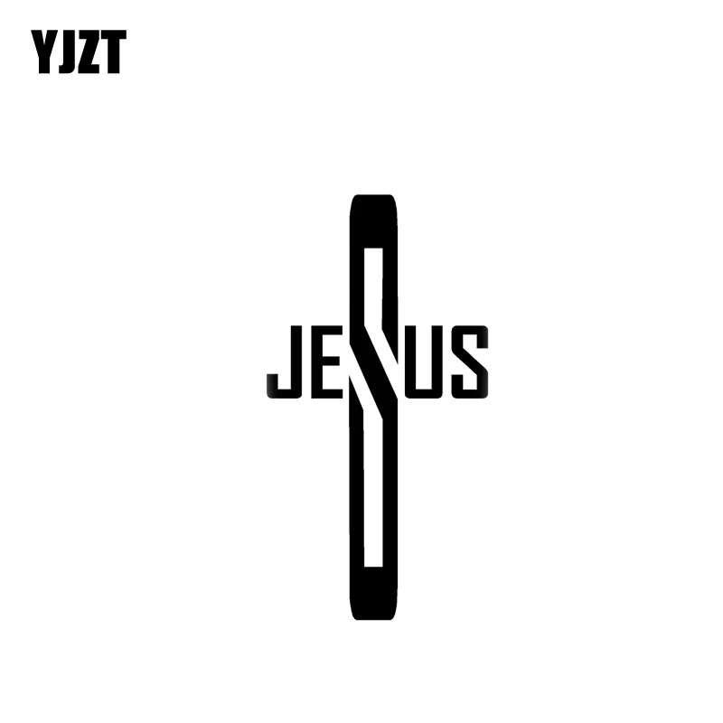 YJZT 6 см * 12 7 Jesus Cross виниловые наклейки для автомобиля мотоцикла черный/серебристый