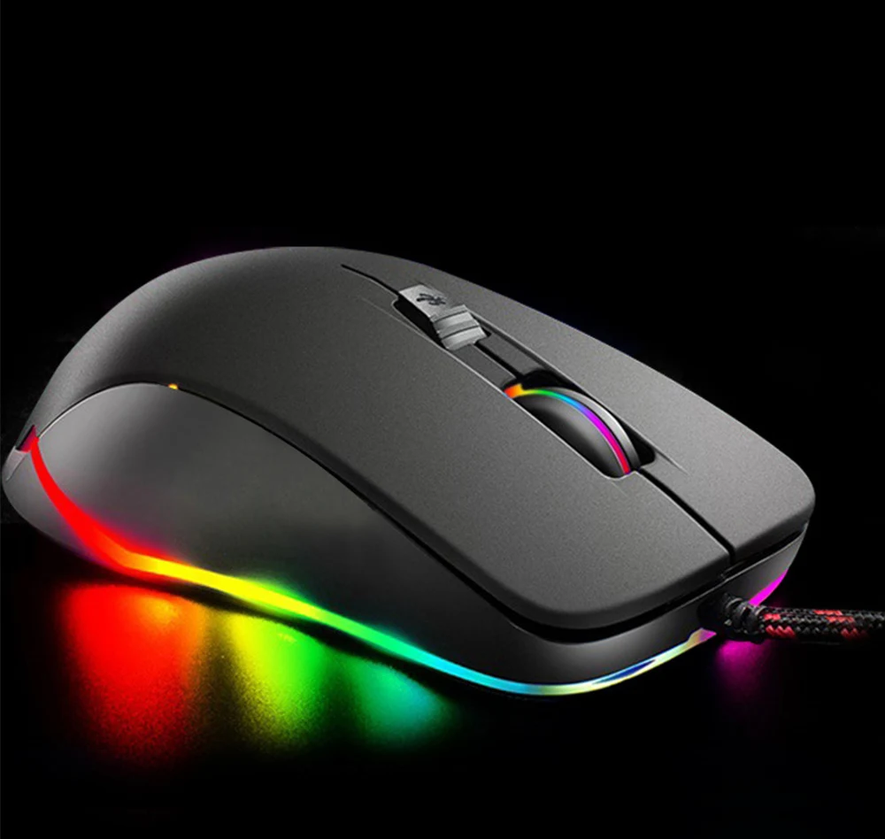 Черный Новая игровая мышь 2400 dpi Регулируемая компьютерная оптическая RGB игровая мышь проводная USB игры кабельная мышь для профессионального геймера+ PC - Цвет: Черный