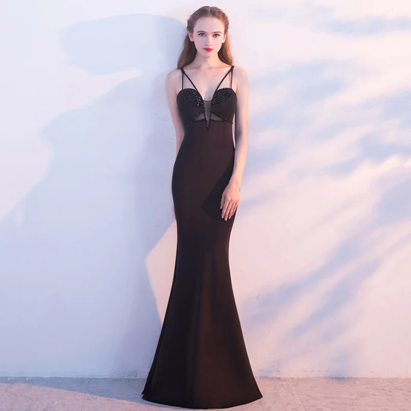 Платье Русалка с V образным вырезом пикантное вечернее Элегантное Длинное на