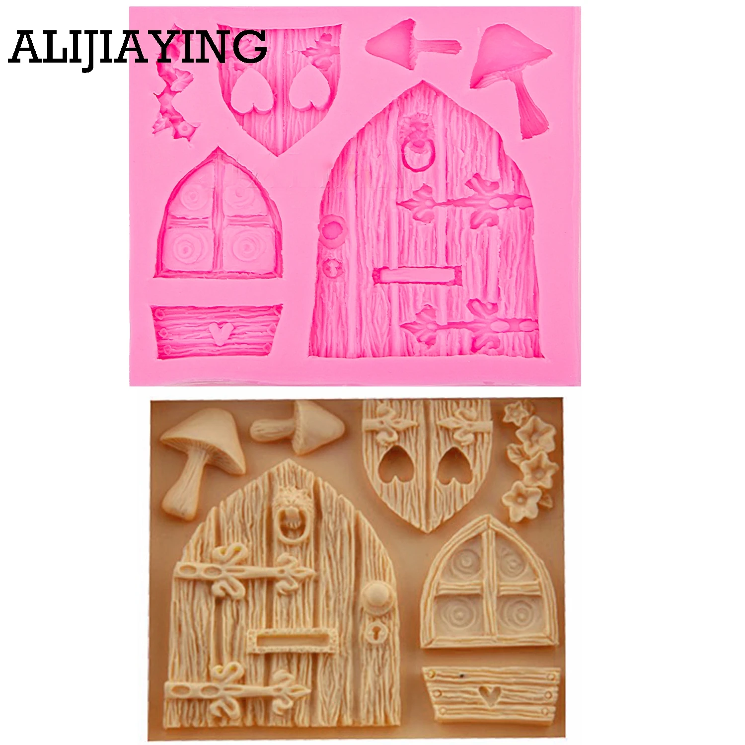 Силиконовая форма для выпечки Sugarcraft M0513 сказочный домик гриб окно дверь