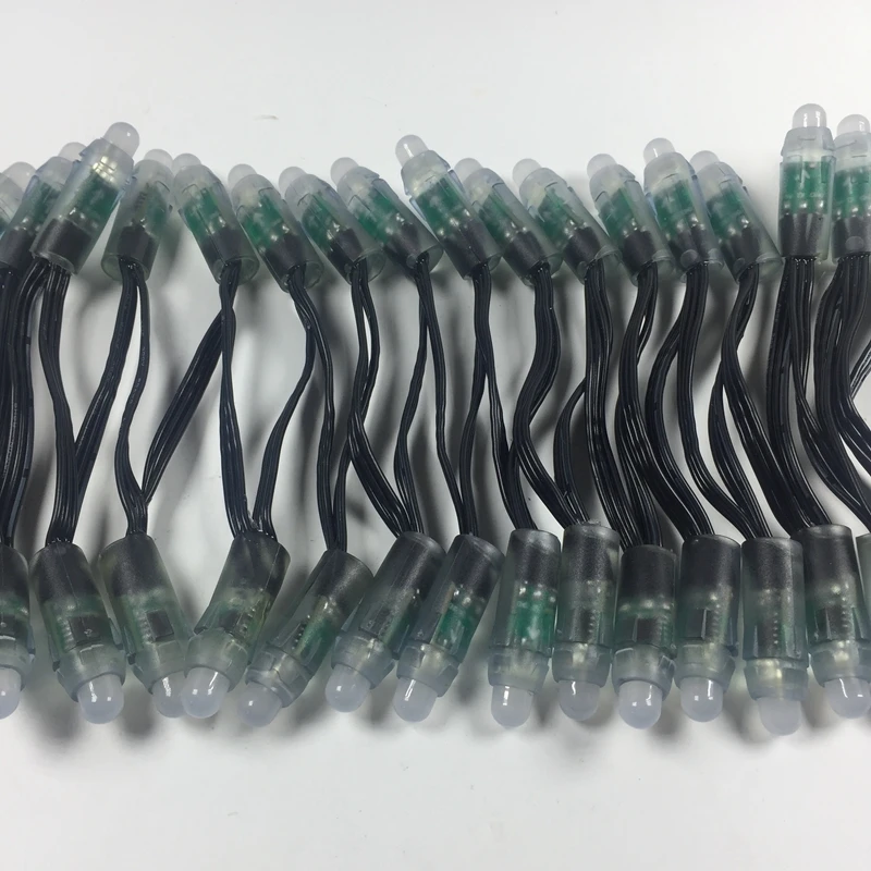 50 шт. DC5V/DC12V 12 мм WS2811 IC RGB светодиодная модульная гирлянда черный провод