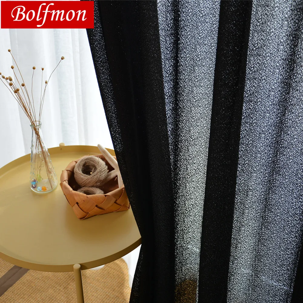 Супер Элегантные плотные прозрачные Занавески из черного тюля 4 однотонных