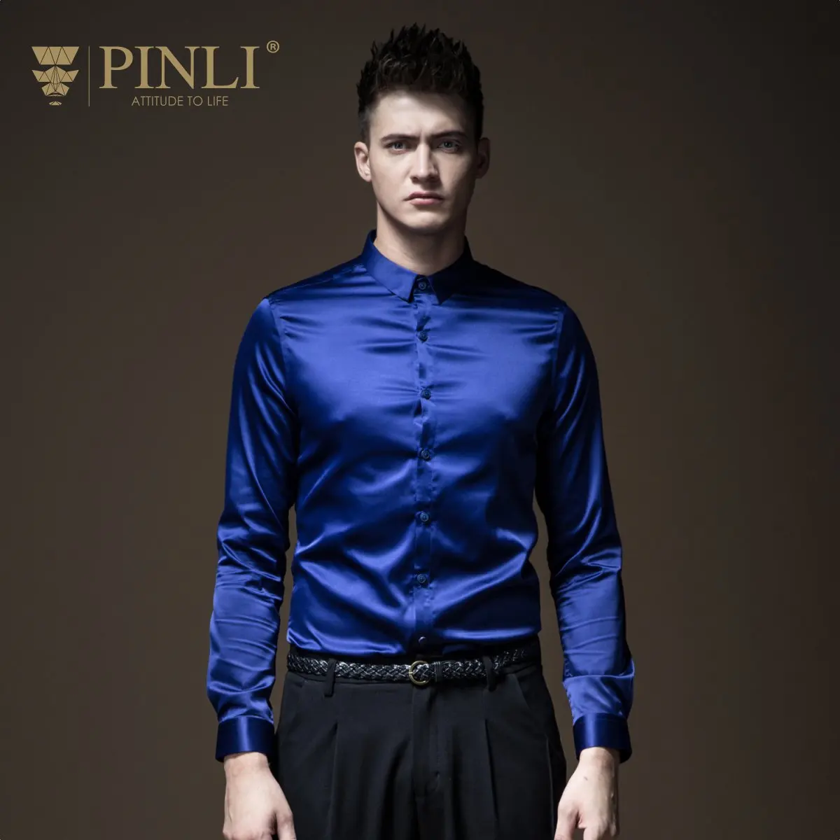Полный Camisa Social реальные Blusas Pinli Pin Новинка осени Для мужчин рубашка Однотонная одежда самостоятельного ремонта воротник Длинные рукава B183113503 - Цвет: see chart