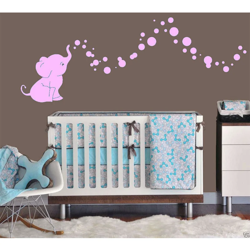 POOMOO настенные наклейки слон пузырьки Детская настенная наклейка виниловые