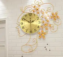 golden golden plate Элегантный силуэт горничной металлические работы инновационный железный каркас настенные часы Стразы декорированные часы механизм развертки 65*50 - Цвет: golden golden plate