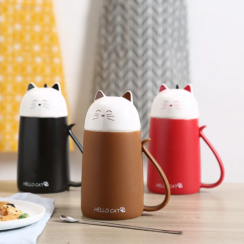 Lovely Personality Cat Ceramic Mugs Home and Office Coffee Tea Mug Student Breakfast Milk Cups For Holiday Gift | Дом и сад
