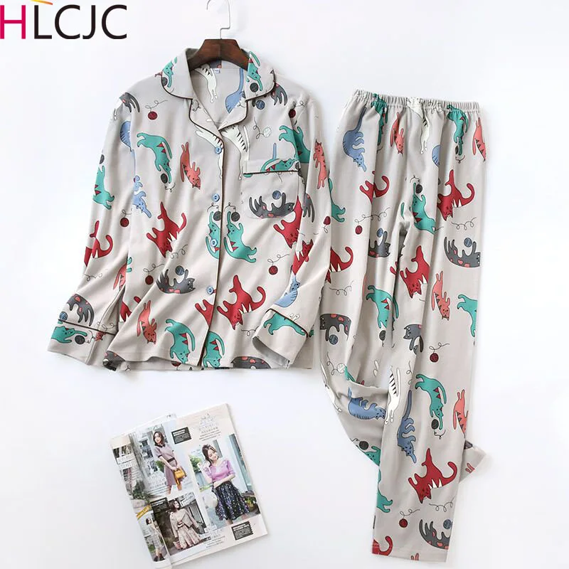 Женская одежда для осени и зимы пижамные комплекты трикотажная Хлопковая пижама