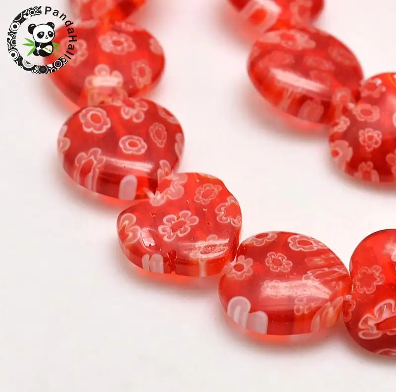 

Handmade Millefiori Glass Heart Bead Strands, Mixed Color, 12x12x5mm, Hole: 1mm, about 33pcs/strand, 13.7"
