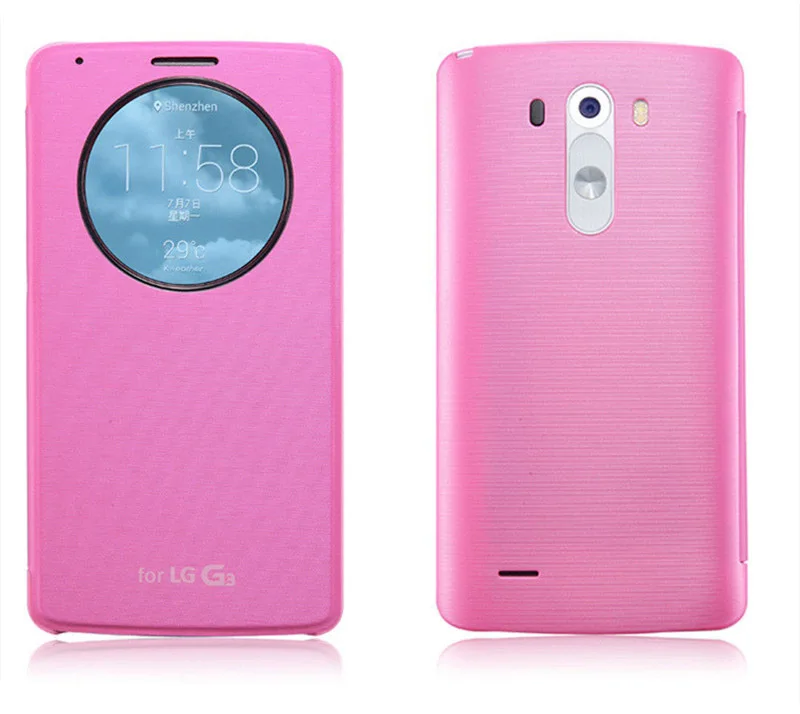 Для LG G3 быстрый смарт круглый чехол для LG G3 официальный Флип кожаный чехол с NFC и Qi беспроводной зарядки