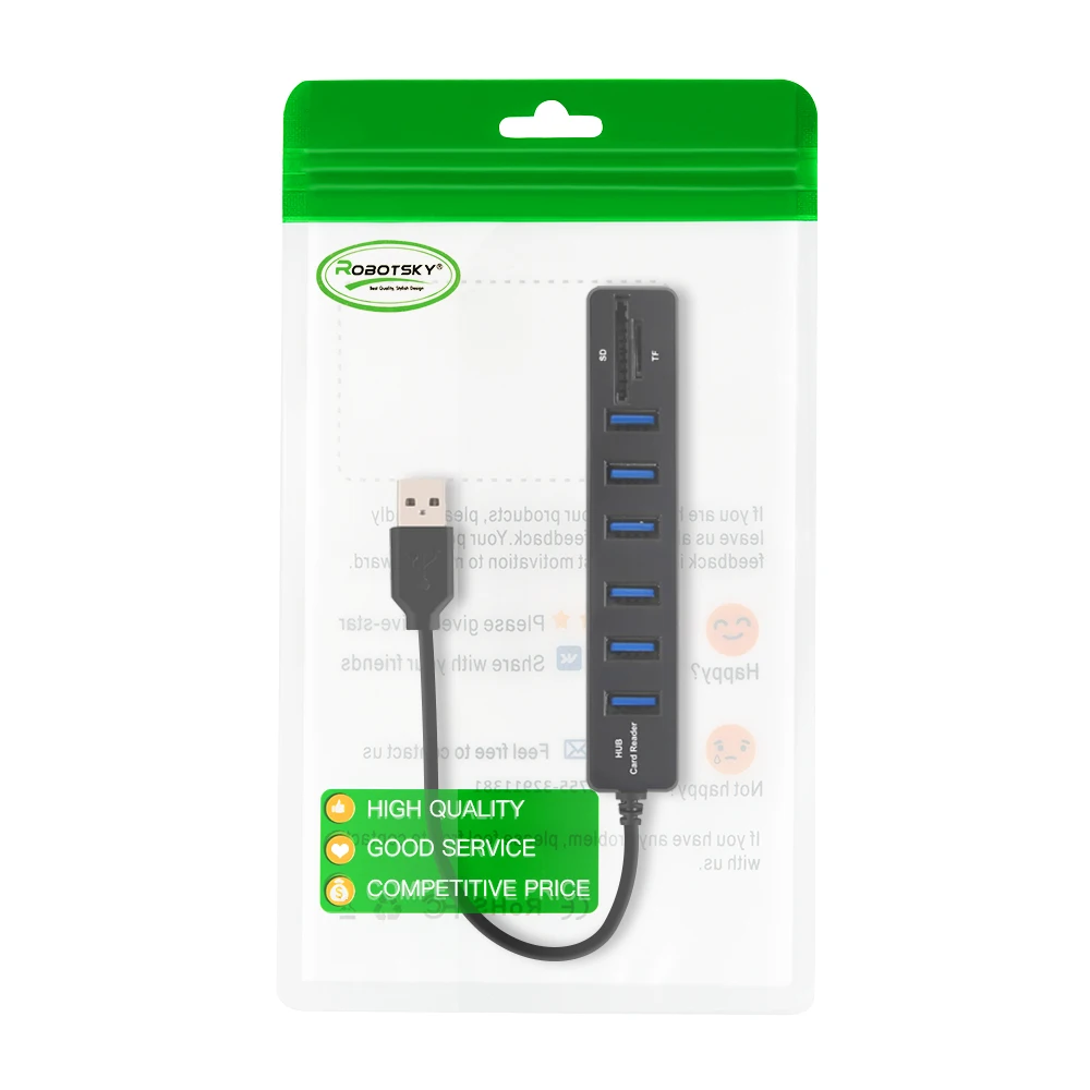 Usb-хаб комбо 6 портов USB 2,0 Micro Card Reader SD/TF высокоскоростной Мульти USB разветвитель концентратор комбо все в одном для ПК ноутбук компьютер