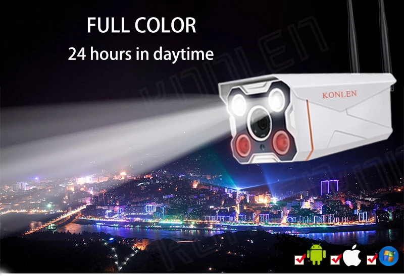 Konlen 1080P 720P HD полноцветная Проводная Беспроводная ip-камера, уличная Wifi домашняя охранная камера наблюдения с микрофоном и слотом для карт памяти