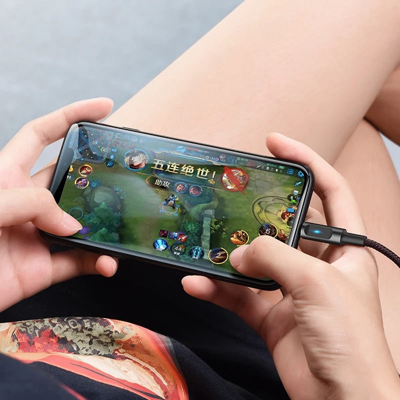 HOCO U47 USB кабель передачи данных для быстрой зарядки умное отключение питания Автоматическое отключение светодиодный кабель для зарядки для iPhone 6 7 8 plus X XS MAX XR зарядное устройство