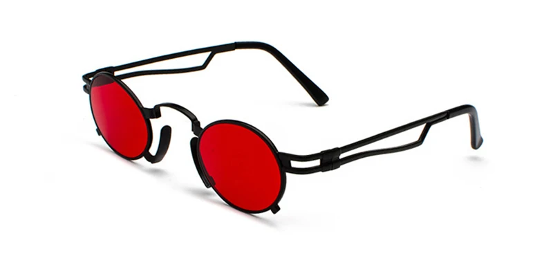 Black w red LEIDISEN модные стимпанк Солнцезащитные очки Мужские овальные металлические солнцезащитные очки для женщин брендовые дизайнерские винтажные стильные солнцезащитные очки UV400 - Цвет линз: Black w red