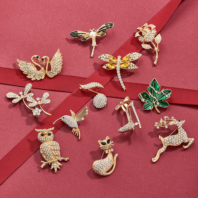 Модные броши с лебедями в виде оленя кота птицы бабочки для мужчин Мультяшные