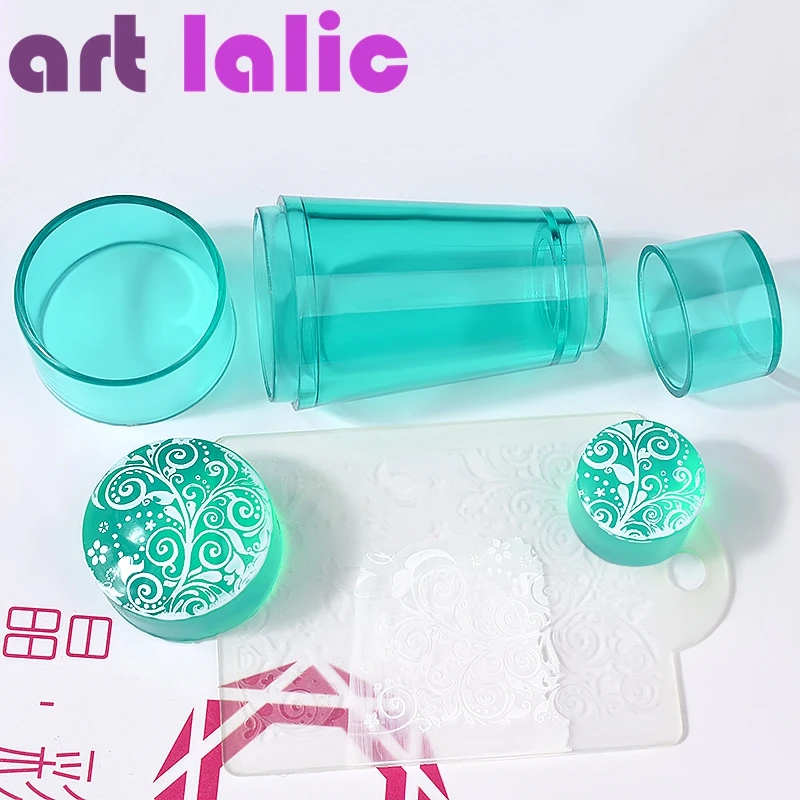 Двойные Прозрачные силиконовые тампоны для ногтей 2 см 8 с скребком стемпинг