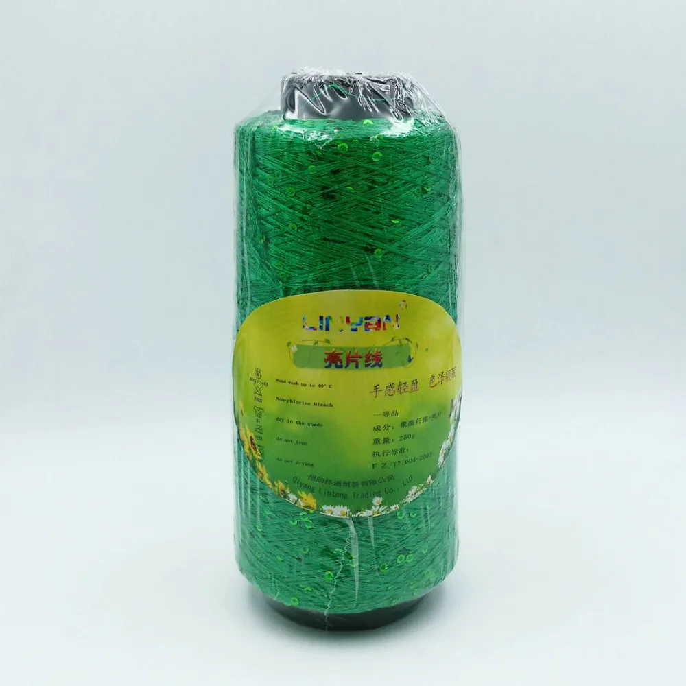 green green 250 г* 1 шт., шелковая пряжа для вязания с блестками, нить для ручного вязания, нить для вязания крючком, швейная проводка ZL4132 - Цвет: green green