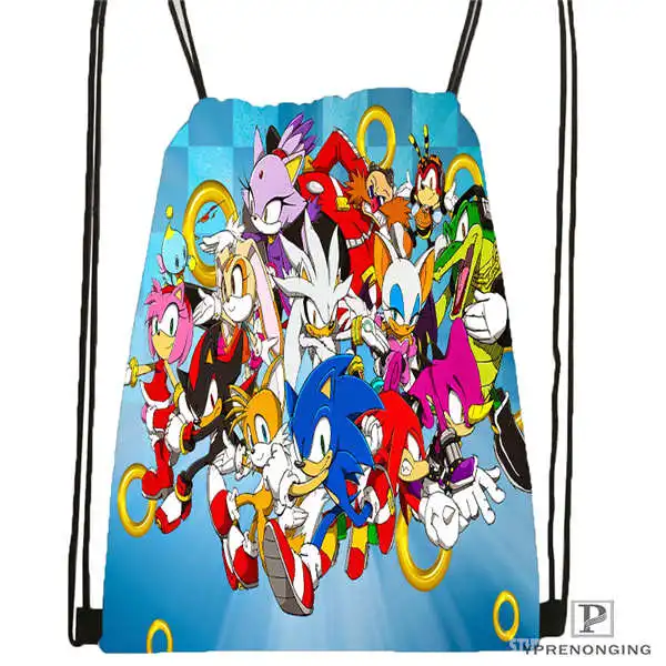 Custom sonic and friends рюкзак с кулиской сумка милый Детская (Черная задняя часть) 31x40 см
