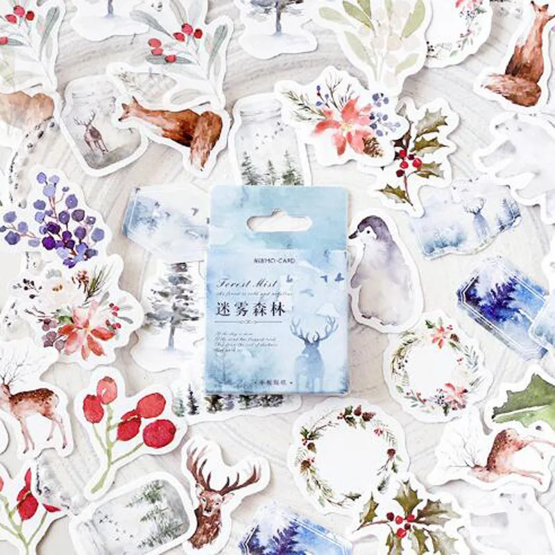 Горячая Распродажа 46 шт./кор. Туманный лес Животные Бумага Стикеры украшения Diy