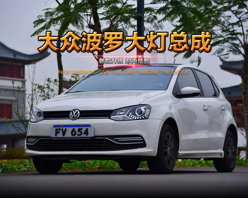 KOWELL автомобильный Стайлинг для 2006- VW Polo фары Polo светодиодный фонарь круизер drl Объектив двойной луч H7 HID Xenon