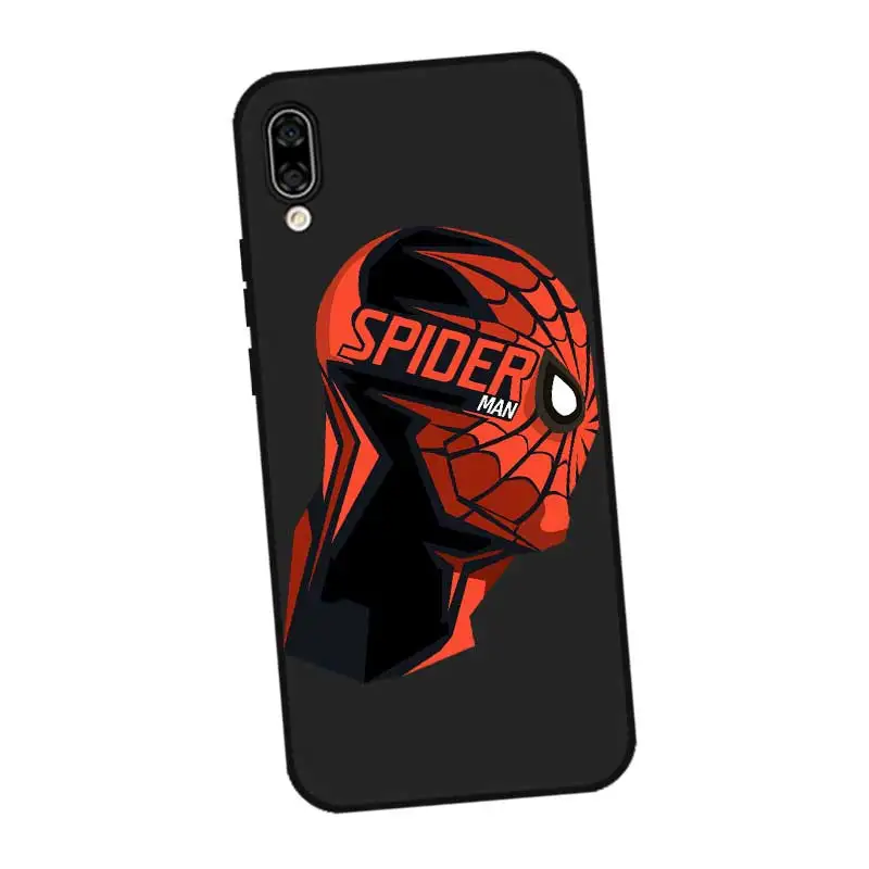 P200 Spiderman Black Silicone Case Cover For Huawei Honor 8C 8X 9 10 20i V10 V20 Note10 Max Lite Magic2 |