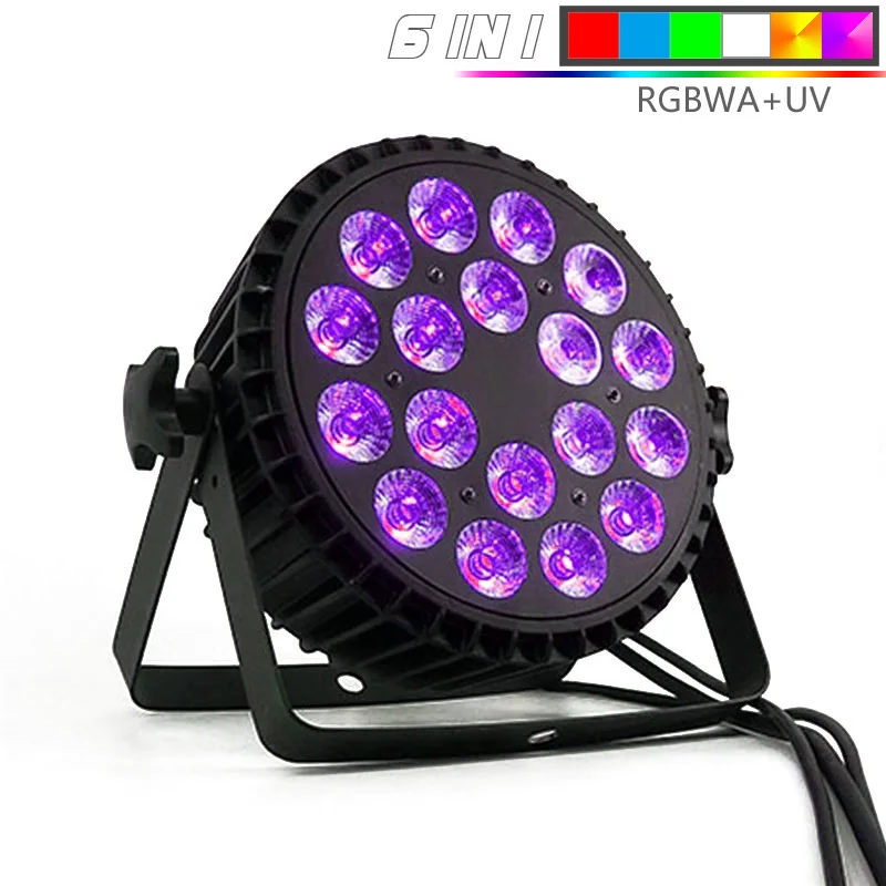 4 шт./лот алюминиевый сплав светодиодный Par 18x18 Вт RGBWA+ УФ цветное освещение DMX512 Каналы для мероприятий Дискотека вечерние ночной клуб Бальные сцены - Цвет: LED RGBWA UV 6in1