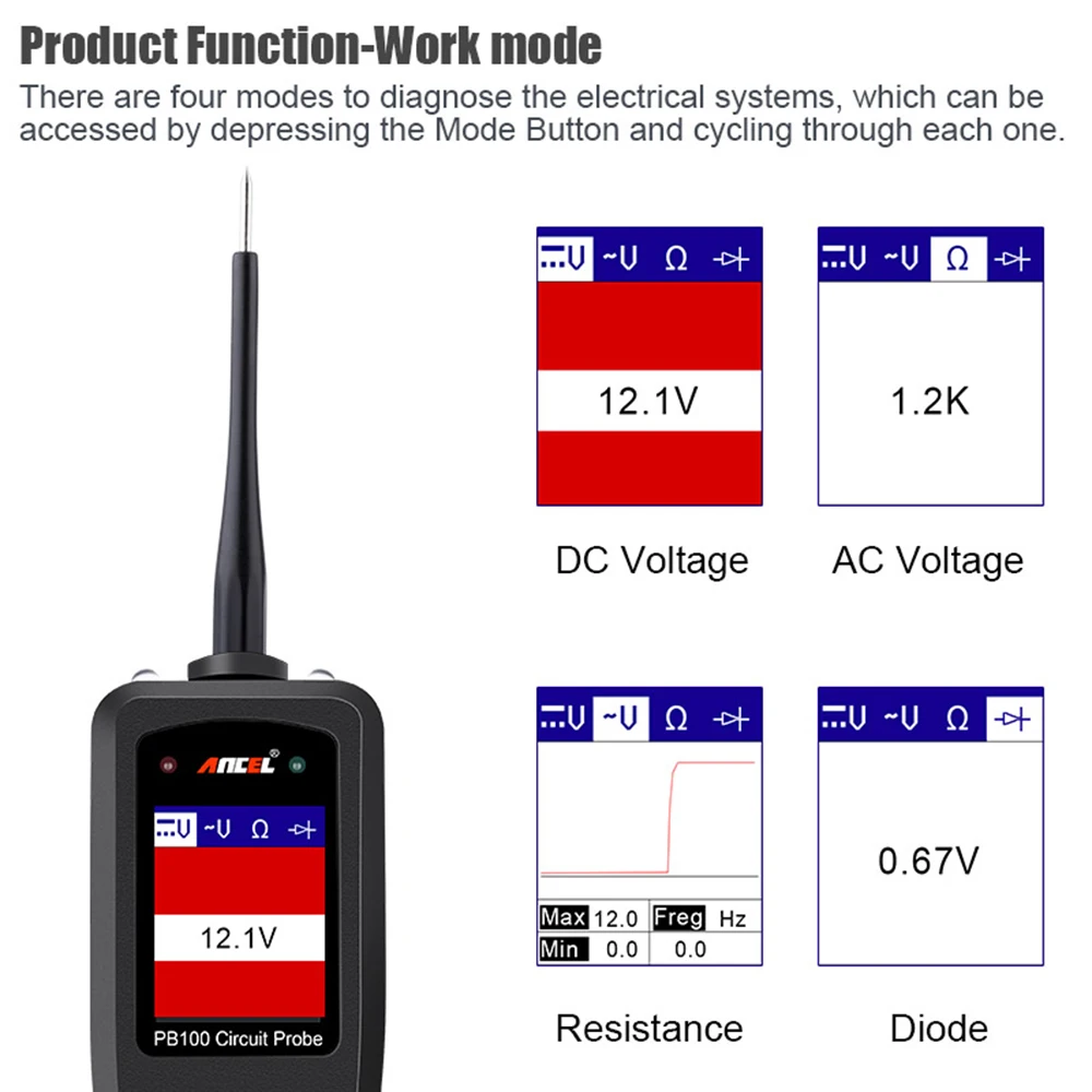 Ancel power Scan PB100 12V автоматический тестер цепи электрическая система автомобильный