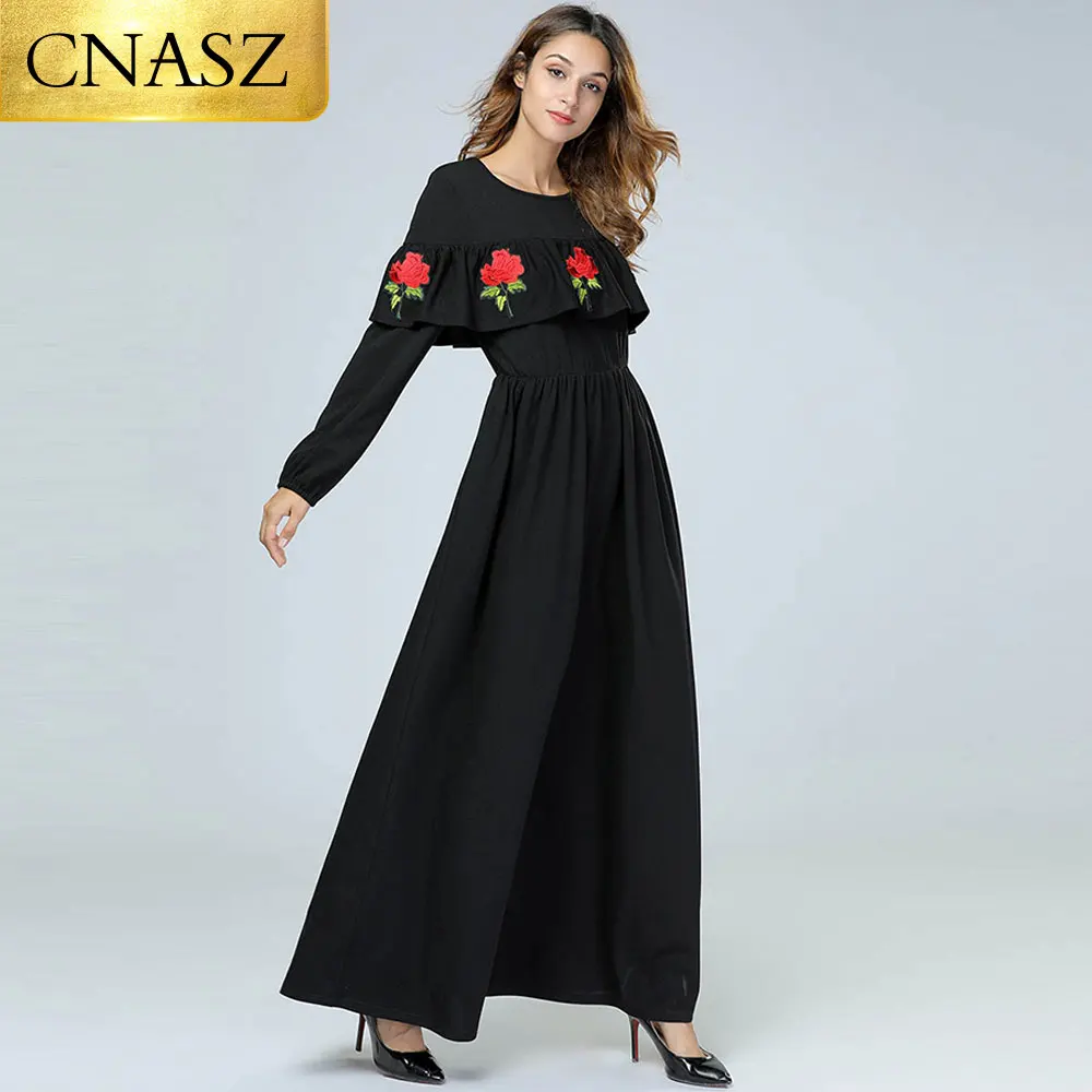 2018 г. Кафтан UAE Abaya джинсовый хиджаб с вышивкой в Дубае мусульманское платье для