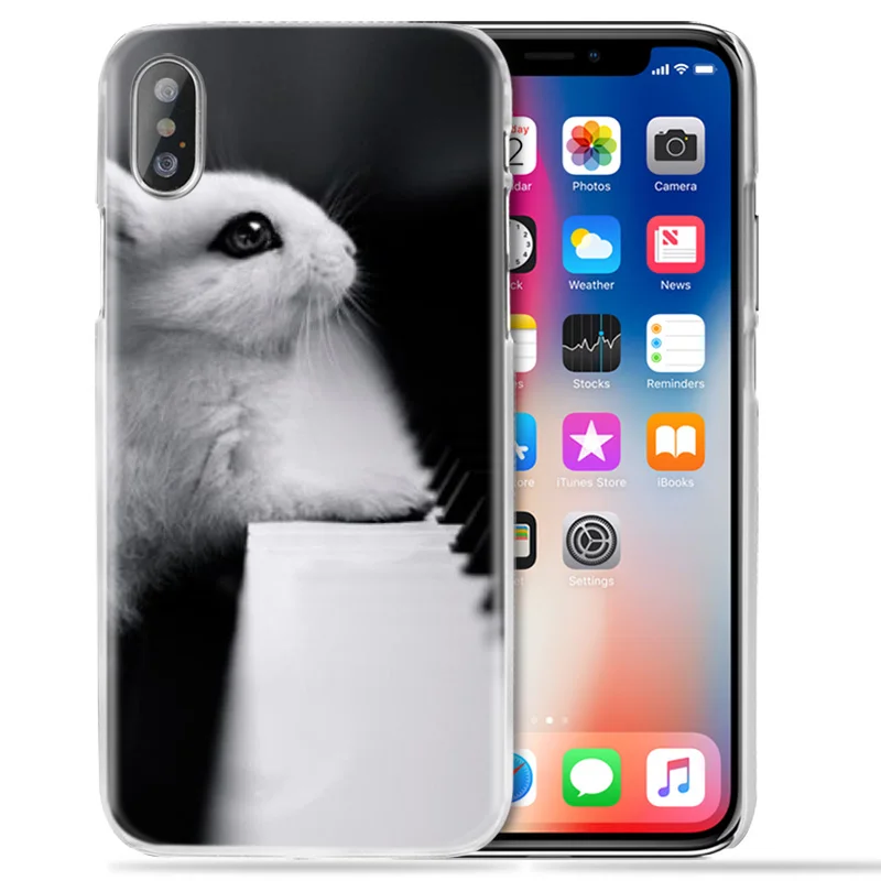 Чехол с изображением животных для iPhone XS Max XR X 10 7 7S 8 6 6S Plus 5S SE 5 4S 4 5C прозрачный жесткий 11 чехол для телефона милый белый кролики