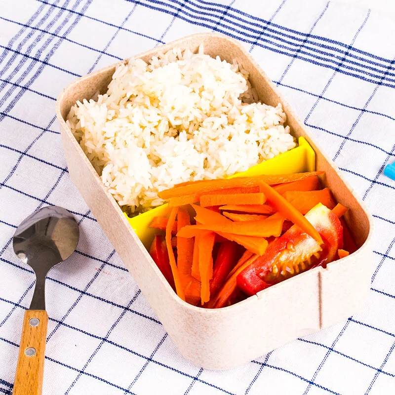 800 мл микроволновый Ланч бокс из пшеничной соломы столовая посуда контейнер для