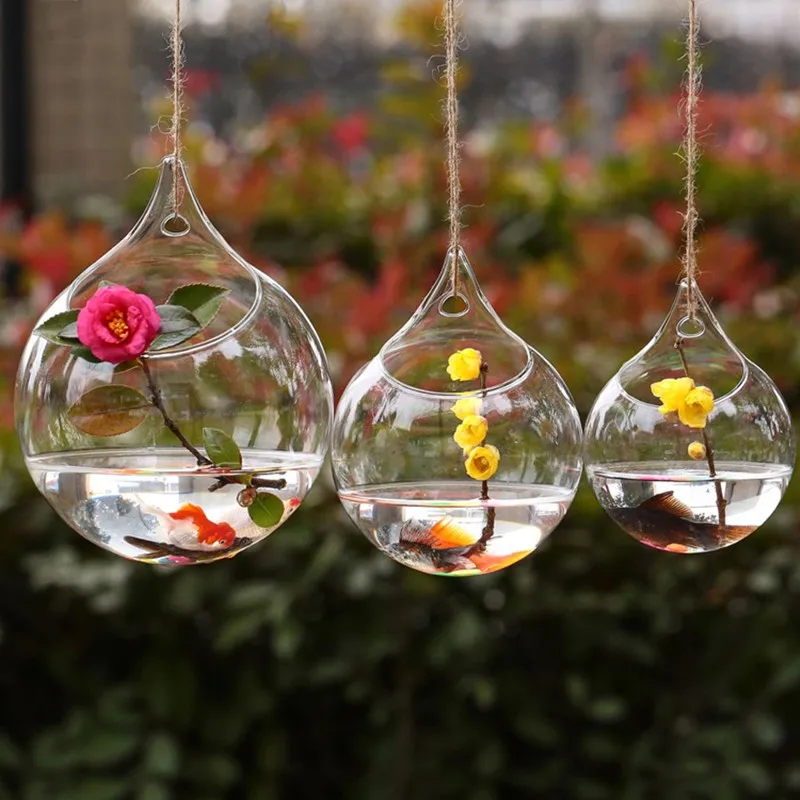 

45pcs/pack Diameter=8cm Small Size Big Open Hanging Glass Terrarium Vase Beautiful Wedding Decorative Prop Hanging Glass Vase