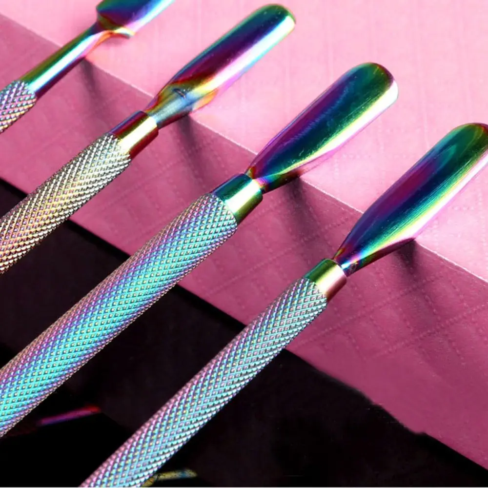Stainless Steel Dual-ended Chameleon Rainbow Cuticle Pusher Finger Remover Dead Skin Tips Manicure Nail Art Care Tools Pedicure | Красота и
