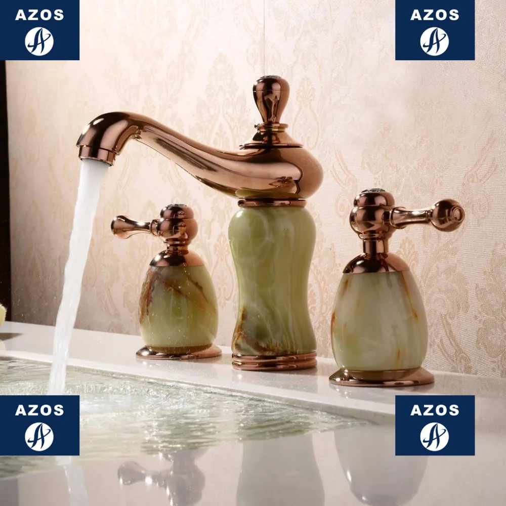 Azos Split FaucetSoft раковина из латуни нефритовый розовое золото переключатель холодной