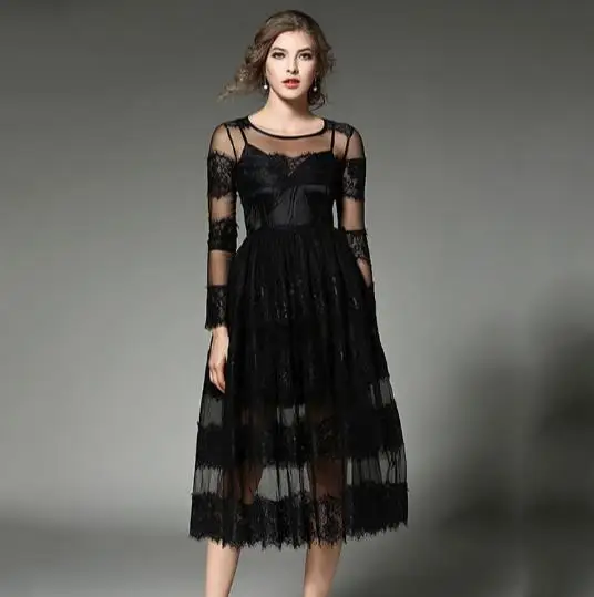 Европейский Стиль 2019 весеннее платье Для женщин тонкая талия Embroideried вечерние