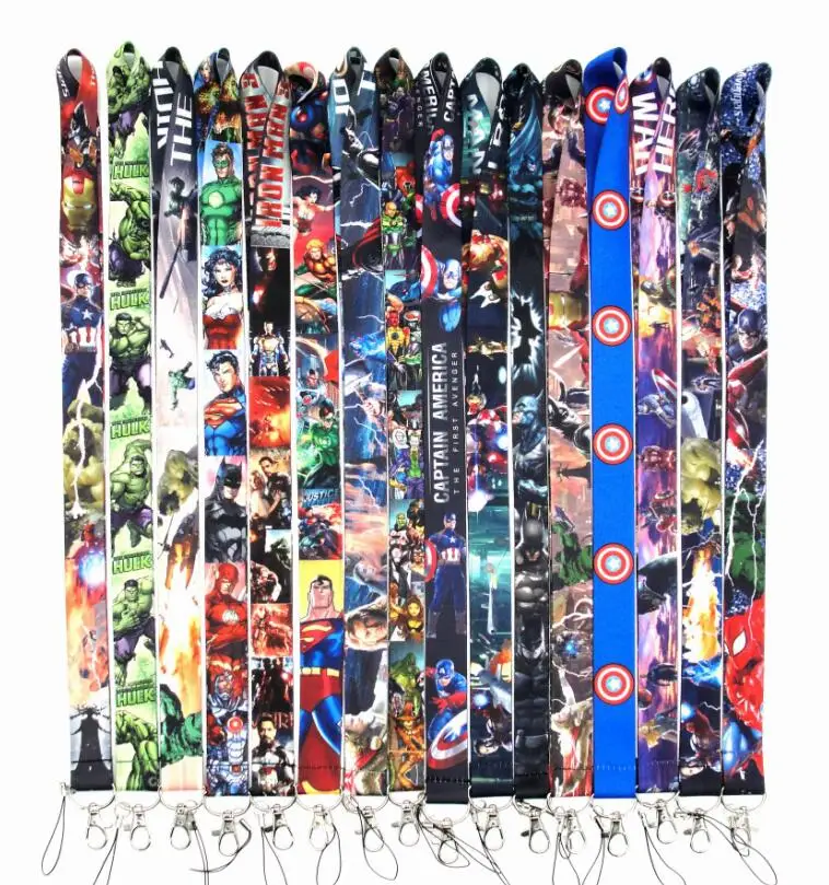 120 Pcs Mix 120 шт Мстители супер герой ланъярды для брелоков держатель удостоверения личности брелоки ремешки для мобильного телефона - Цвет: 120 Pcs Mix