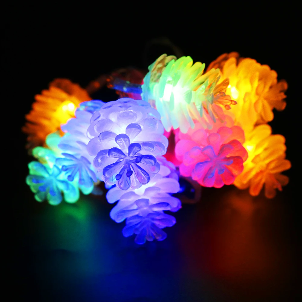 10 Pinecones LED String 100cm Length Holiday Pineal Lantern Light with AA battery box 3 colors for party Christmas decoration HQ | Лампы и