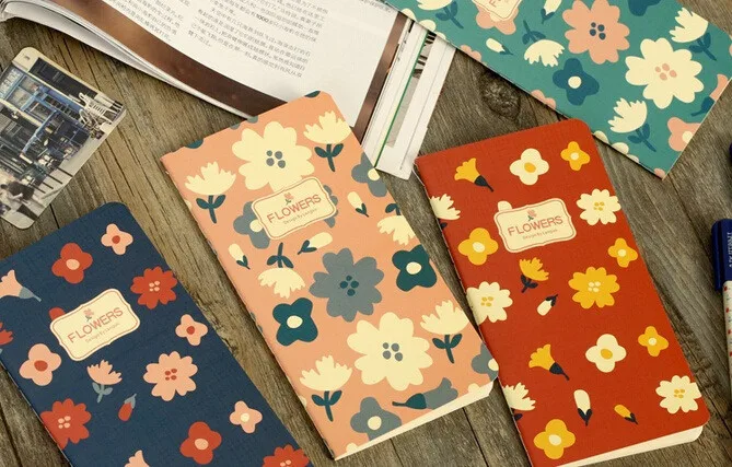 

12pcs/lot Vintage Flowers series Blank Kraft paper notebook Retro Flower Diary Nice Kids Gift wholesale