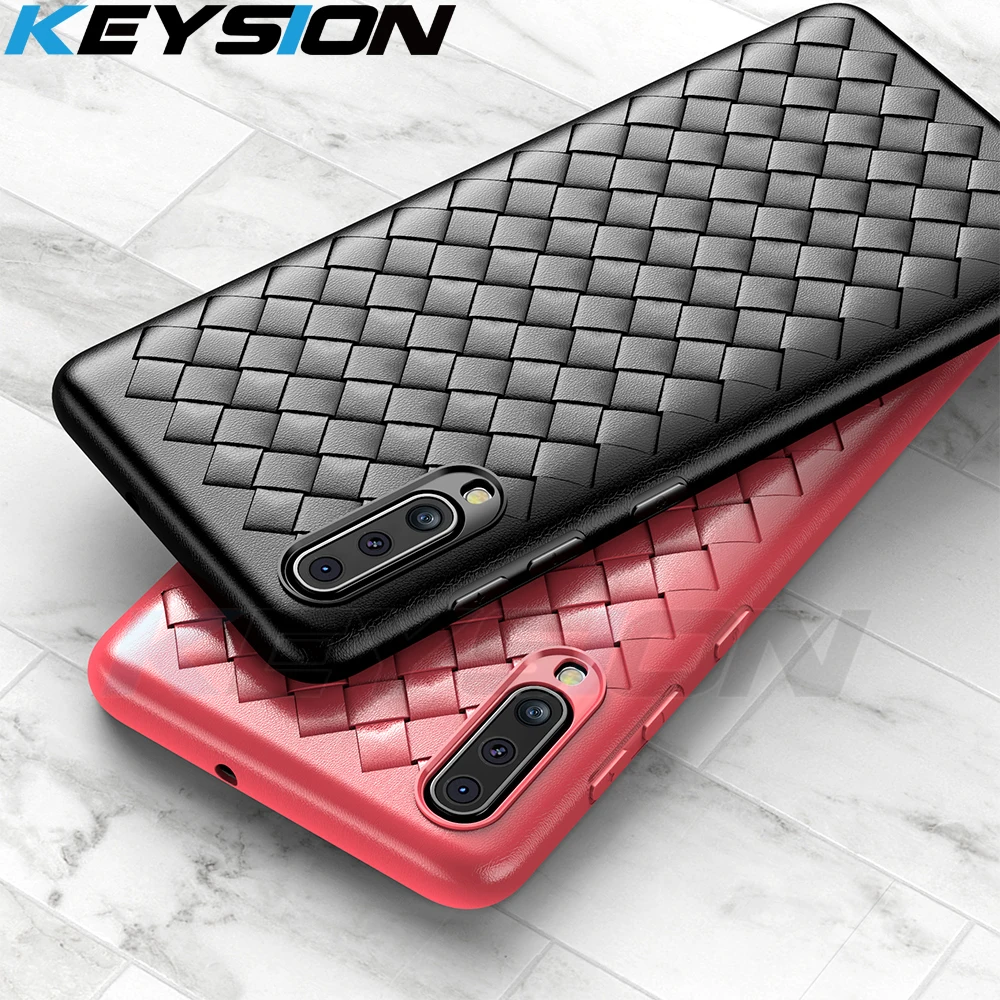 KEYSION Soft Phone Case For Samsung Galaxy A50 A70 A30 A20 A7 A9 2018 Grid Weaving Radiating TPU Silicone Cover M10 M20 M30 |