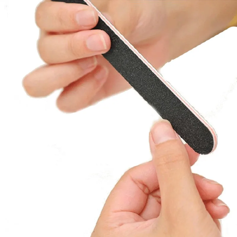 50 шт./Лот Толстая черная прямая широкая пилка для ногтей двухсторонняя 100/180
