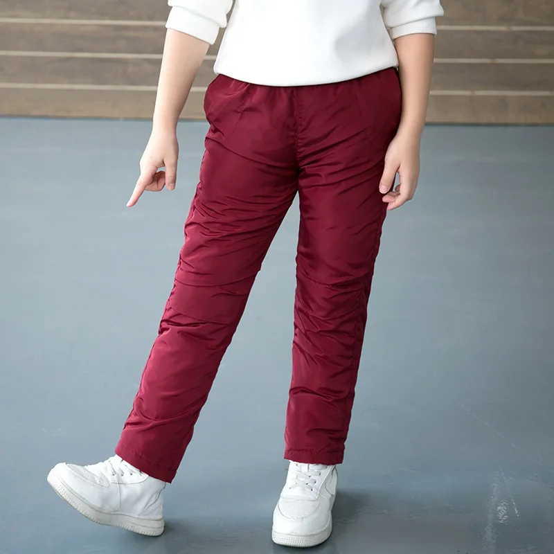 Детские длинные плотные теплые зимние Пуховые брюки однотонные прямые